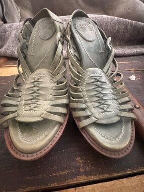 Frye Olive Green Braided Leather Sandals